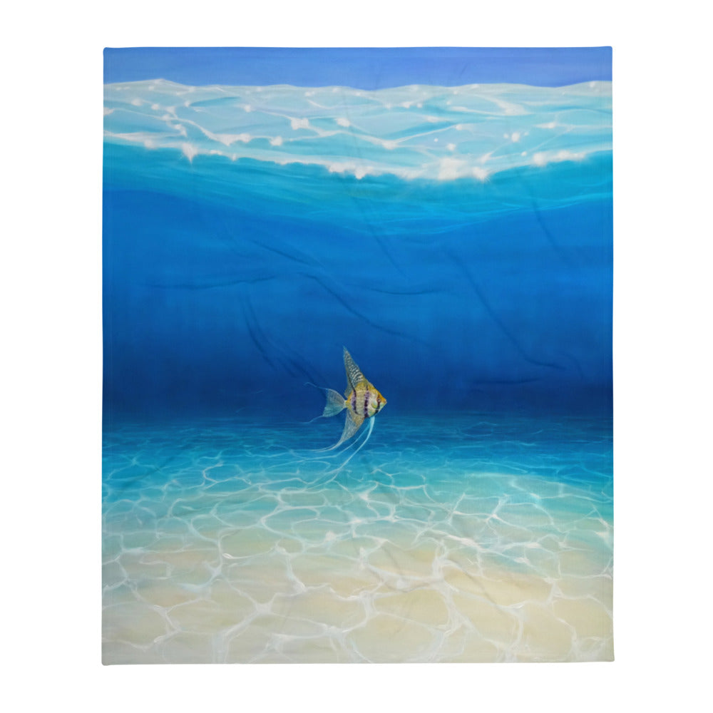 THROW BLANKET | ANGEL ESCAPES TO THE SEA BY GILL BUSTAMANTE